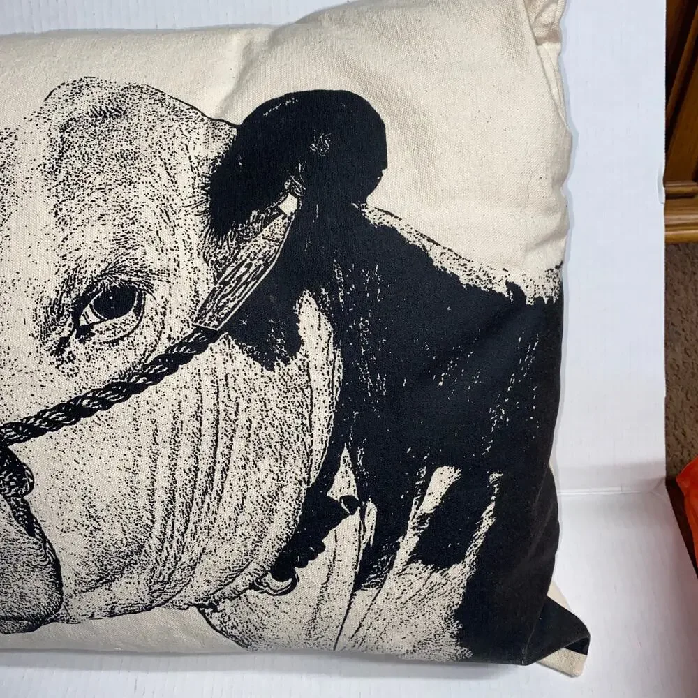 Eric & Christopher: Large Cow #3 Cotton Canvas Pillow 18